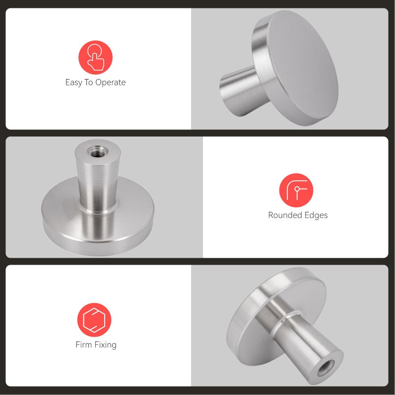 homdiy 10 Pack Brushed Nickel Cabinet Knobs Round Kitchen Handles Zinc Alloy Metal Hardware for Dresser Drawer Desk Cupboard - Image 4